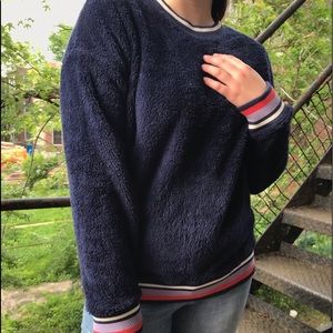 Navy Fuzzy American Eagle Crewneck